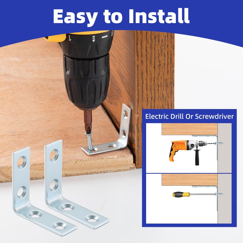 Home Master Hardware 40 Pack L Bracket Corner Braces, Small Metal L Brackets for Wood, 1.5 inch Steel Joist Right Angle Brackets for Wood Shelves Chair Drawer Cabinet with Screws, Zinc Plated HOME MASTER HARDWARE - Image 5
